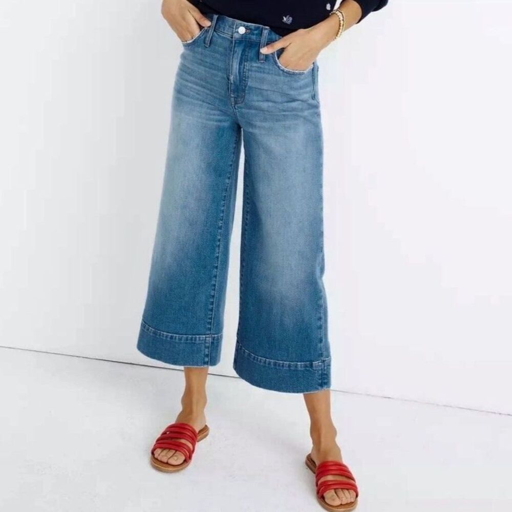 Madewell Wide Leg Crop Jeans Denim Flare High Waist Medium Wash Women Size 26